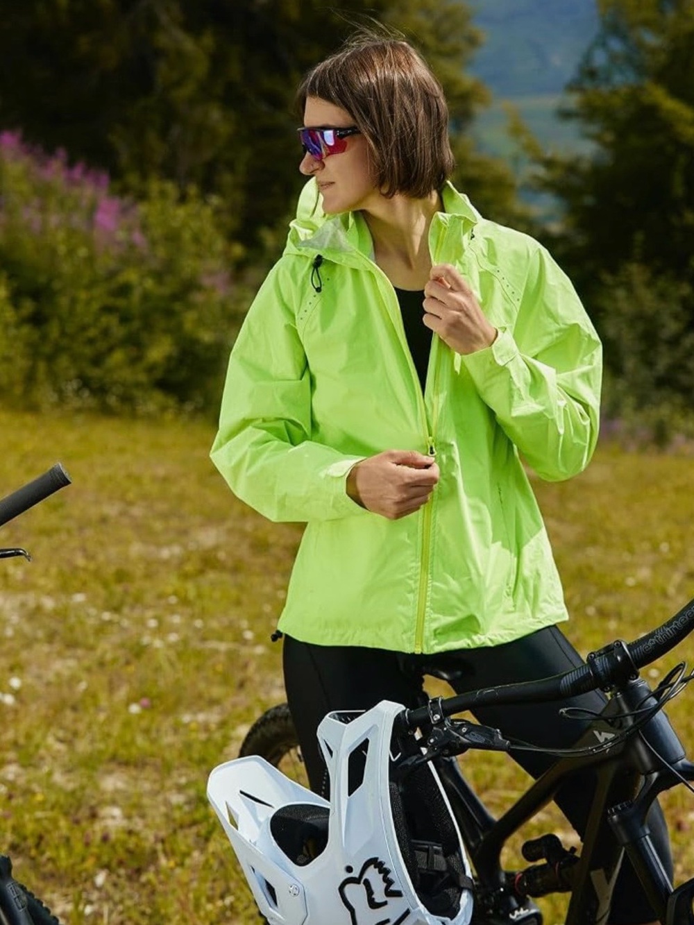 Baleaf Neon Lime Green Hooded biking/running Jacket